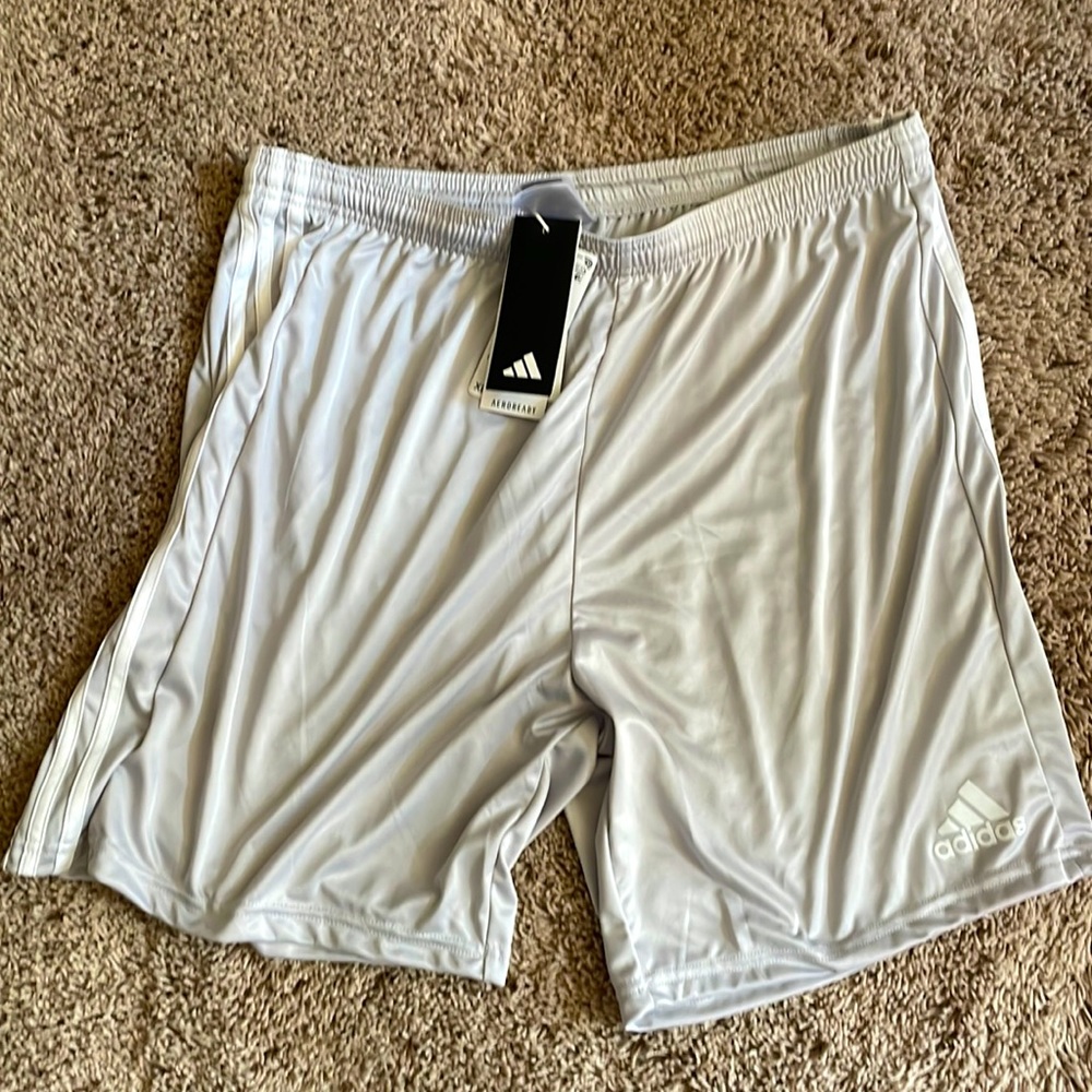 NWT silver Adidas mesh shorts size XL